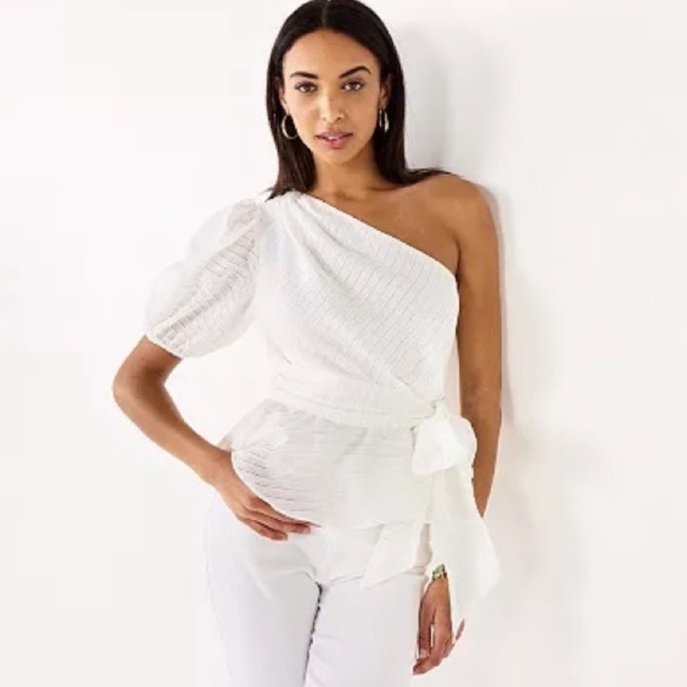 NWT Nine West Ivory White Off-Shoulder Blouse